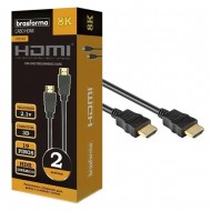 Cabo HDMI 2 Metros 2.1 Ultra resolução até 8k  HDR Dinamico Brasforma
